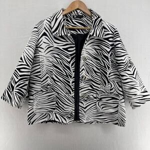 Carole Little Womens Size XL Zebra Print Jacket/ Suit Large Buttons Classy